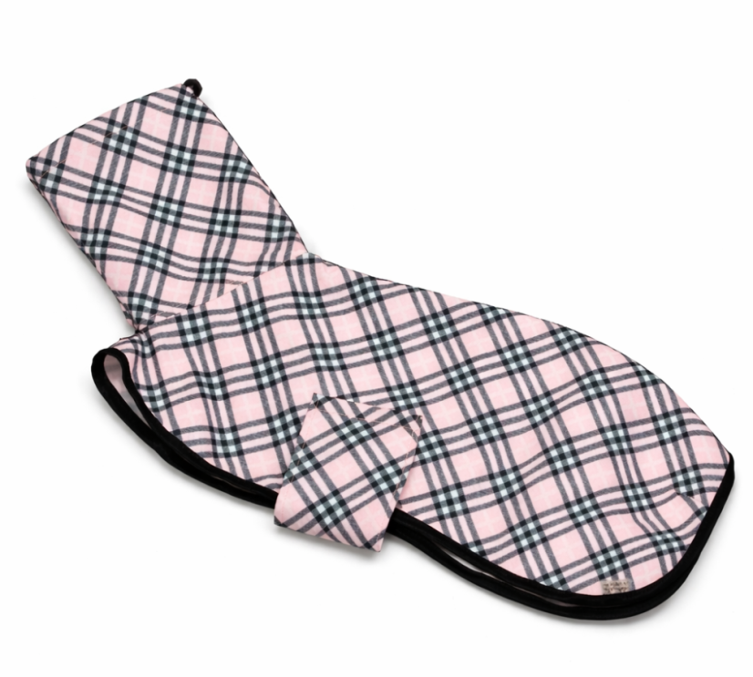 PINK CHECK ICON COMPLETE SET – obojek, vodítko, zásobník na sáčky a pláštěnka