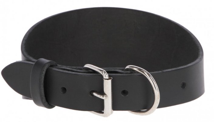 Leather collar Mexica for greyhounds, 1.5 cm / 27-35 cm, black unpadded