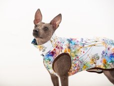 Ľahká mikina pre psov s chvostíkom hore – KVETY, veľ. M