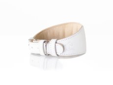 Kožený MINIMALISTICKÝ polstrovaný obojek WHITE